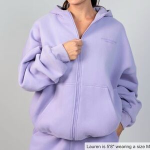 Comfrt Collection Pastel Edit Zip up and matching sweatpants. In Lavender.